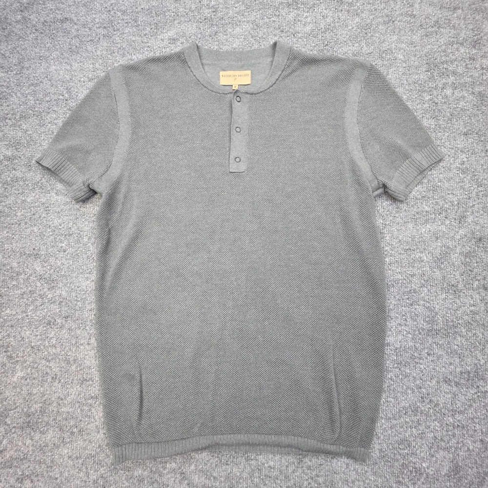 WESTON Jon Boucher Henley Shirt Men's Medium Green Knit Poly Blend